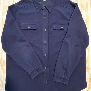 VTG BANANA REPUBLIC Button Down Shacket XL Men's Blue Military Pockets